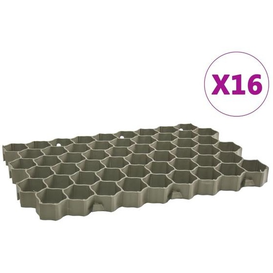 Grille de gazon, aménagement de jardin et allées, en plastique, connexion facile, 16 pièces, 60x40x3 cm, surface totale 4,2 m², verte