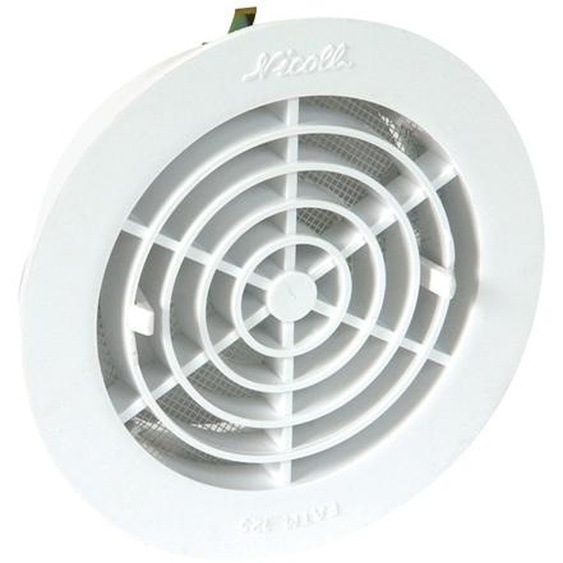 Grille de ventilation à encastrer aération intérieur à fermeture PVC D 125 mm blanc NICOLL 1FATM125