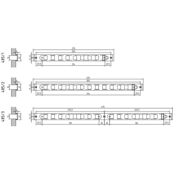 Grille glissière 475x22mm brun - RENSON - 00485303