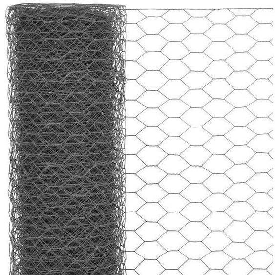 Grille hexagonale à rayures grises pour pelouse - 25 x 0,75 mètre - Acier revêtu de PVC - Pas de 50 mm