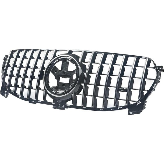 Grille, plastique ABS, design racing, chrome noir