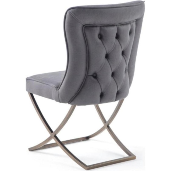 Gris Chaise Siège Salle à manger Chesterfield Chaises Siège Textile Fauteuil