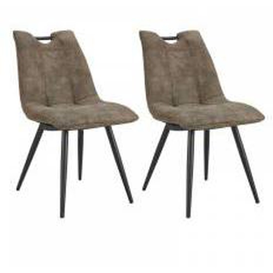 Gris Lot de 2 chaises de table EILO gris  - Panneaux de particules - 0