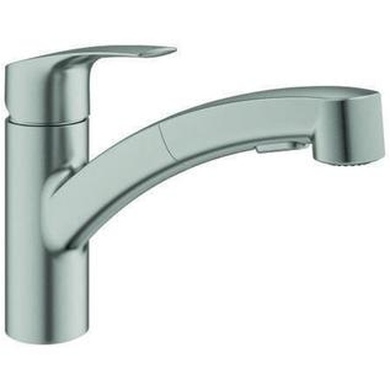Grohe - eurosmart Mitigeur dévier avec douchette extractible, Supersteel (30305DC1)