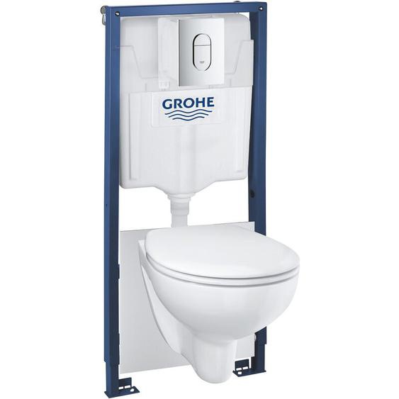 Grohe - Pack wc Bâti-support Rapid sl + wc Bau Ceramic sans bride + Abattant softclose + Plaque chrome (39418000)