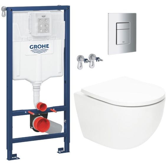 Grohe Pack WC Bâti-support Rapid SL + WC SAT Tornado sans bride + Abattant SoftClose + Plaque chrome (RSLTORNADO1)