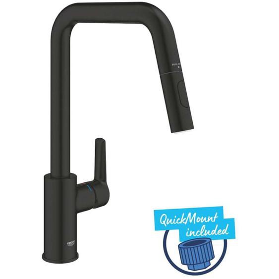 Grohe QuickFix Start - Mitigeur d’évier avec douchette extractible, noir mat 306312430