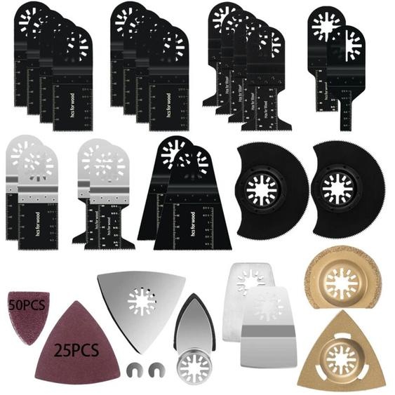 GROOFOO 105 Pièces Lames de Scie Oscillantes, Bois Plastique Métal Universelle Outil Multifonctions Accessoires Kit, Convient DeWalt Parkside
