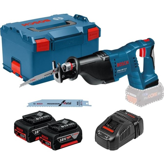 Scie sabre sans fil GSA 18V-LI, 2 x batterie GBA 18V 5.0Ah en L-BOXX