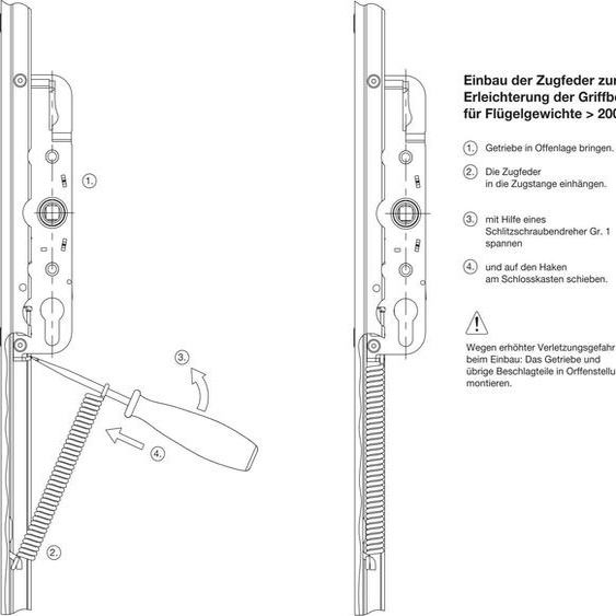 GU-937/934 HS Ressort de traction pour serrure à crémone, à partir de 200 kg, acier galvanisé