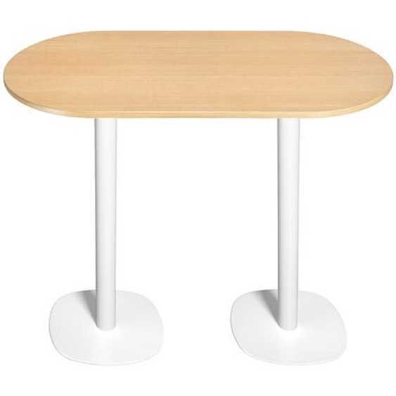 Guéridon Caféteria NewLine L.120 x P.70 x H.110 cm - Plateau Hêtre - Pied Blanc