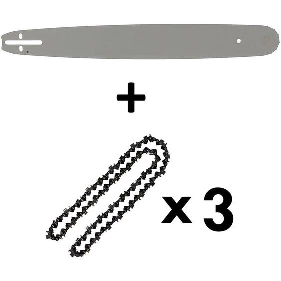 Guide 20 pouces (50 cm) avec lot de 3 chaînes 76 maillons pour tronçonneuse