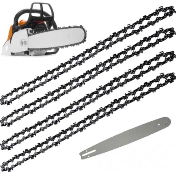 Guide-chaîne & 4 Chaînes de tronçonneuses 52 Maillons / Entraineurs, Pas de 3/8, Jauge 0,05 (14 35 cm) - Aiperq