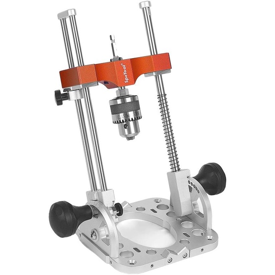 Guide de perçage, aluminium, réglable de 0 à 60°, précision  0,05 mm, poids 3,79 kg, gabarits sur mesure inclus