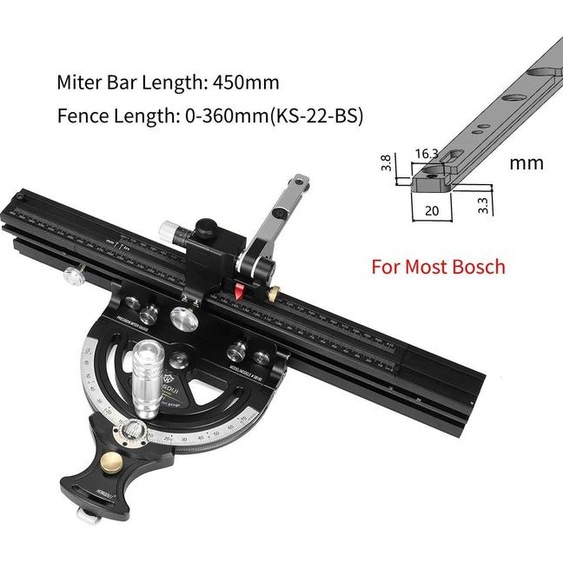 Guide donglet pour petite scie circulaire de table - HD-MG21-BS - Kit, télescopique 36-61 cm, angle 50°, alliage aluminium - Or