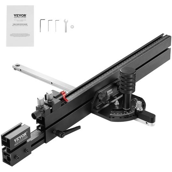 Guide donglet VEVOR, fente standard 19 x 9,5 mm, alliage daluminium avec quadrillage 48-89 cm, 15 butées angulaires, piston réglable et disque amovible, pour le travail du bois