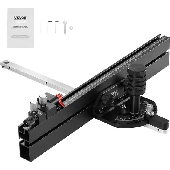 Guide donglet VEVOR, fente standard 19 x 9,5 mm, guide de scie circulaire de table en alliage daluminium avec trame de 46 cm, 15 butées angulaires, piston et disque amovible, pour le travail du bois