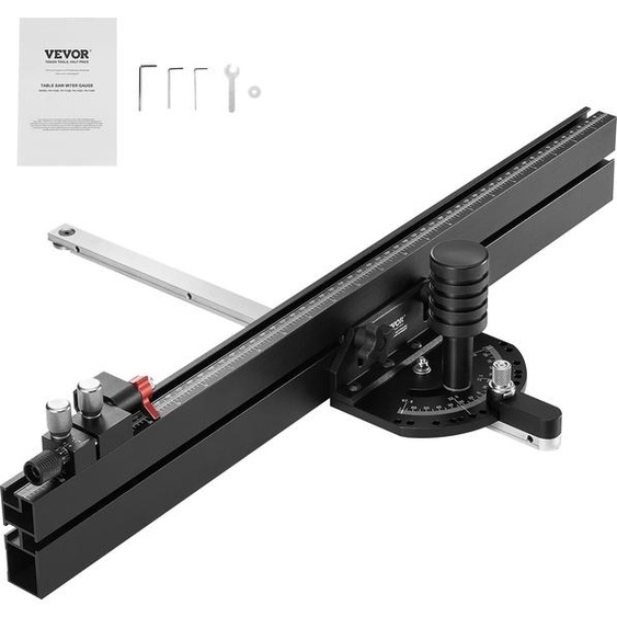 Guide donglet VEVOR, fente standard 19 x 9,5 mm, guide de scie circulaire de table en alliage daluminium avec trame denviron 61 cm, 15 butées dangle, piston et disque amovible, pour le travail du bois
