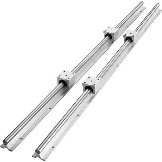 Guide linéaire SBR20-800mm acier au carbone aluminium 2 pces + 4 pces blocs de glissement SBR20UU - Rail de guidage précis en longueur 800mm