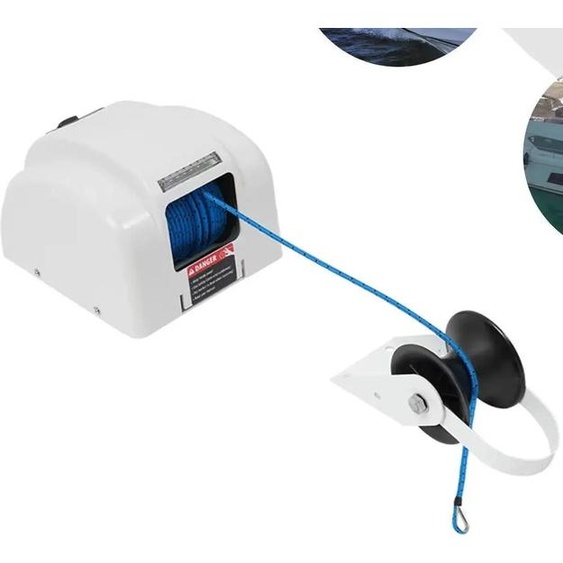 Guindeau électrique pour bateau - 12 V - Télécommande radio - Force de traction 20 kg - Ancre recommandée 9-13,6 kg - Résistance de la ligne 317,5 kg - Fer - Beige