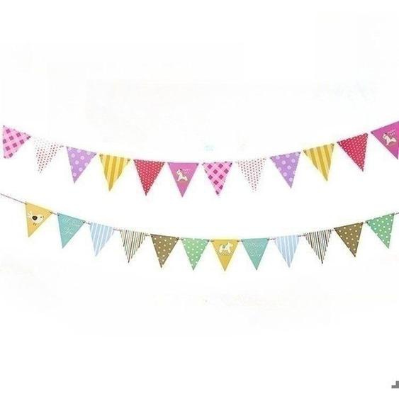 Guirlande de fanions en tissu de 3 m, chaîne de fanions multicolores