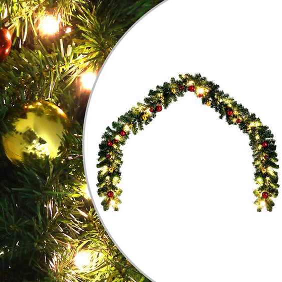Guirlande de Noël décorée avec boules et lumières LED 10 m