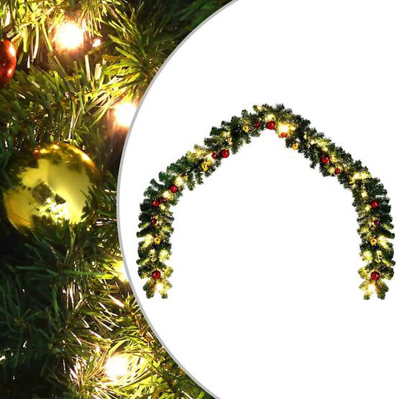 Guirlande de Noël décorée avec boules et lumières LED 20 m