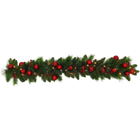 Guirlande de Noël LED NOËL rouge, décoration de style vintage, en métal et en plastique rouge, dimensions : 120 x 25 x 10 cm, avec diode, pour lextérieur, fonctionne sur piles, avec minuterie, interrupteur à glissement