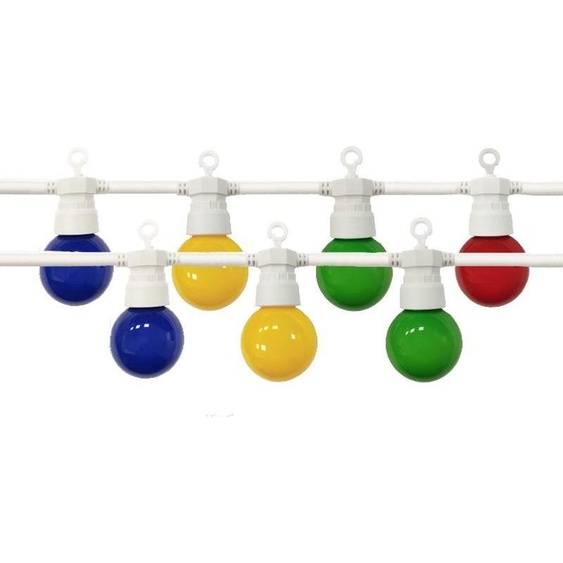 Guirlande Guinguette LED 8M 10pcs 3W IP65 Multicolore - Câble Blanc