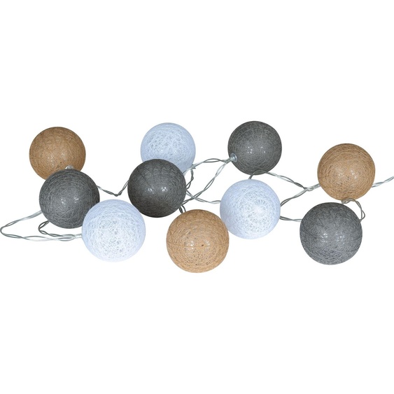 guirlande lumineuse 10 boules LED Lampions Coton Marron Blanc Coton Blanc Chaud Déco