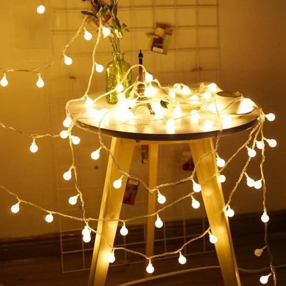 Guirlande Lumineuse 10M 80 Ampoules - Guirlande lumineuse LED à Piles Petites Boules Blanc Chaud Décoration Romantique pour Fête Noë