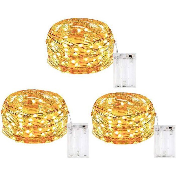Guirlande Lumineuse,3M 30 LED Noël Fairy Lights pour Chambre Mariage Soirée Jardin,Blanc Chaud[Lot de 3]
