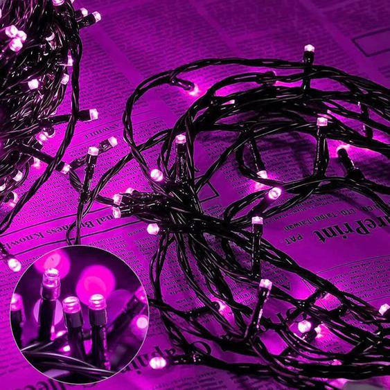 Guirlande lumineuse 8 Mode 10M 105 LED, Décoration pour Sapin de Noël , mariage ou fête (Fil Vert, Violet)