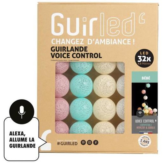 Guirlande lumineuse boules coton - GUIRLE - GUIRLED - Rose - Intérieur - 3,2 mètres - Adulte - Essentiel