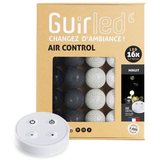 Guirlande lumineuse boules coton LED USB - GUIRLED - Minuit - 16 boules 1,6m - Télécommande - 4 intensités