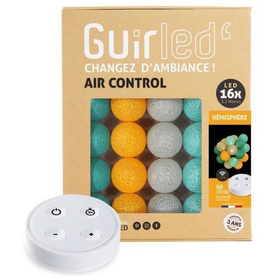 Guirlande lumineuse boules coton LED USB - Télécommandée - 16 boules 1,6m - Hémisphère