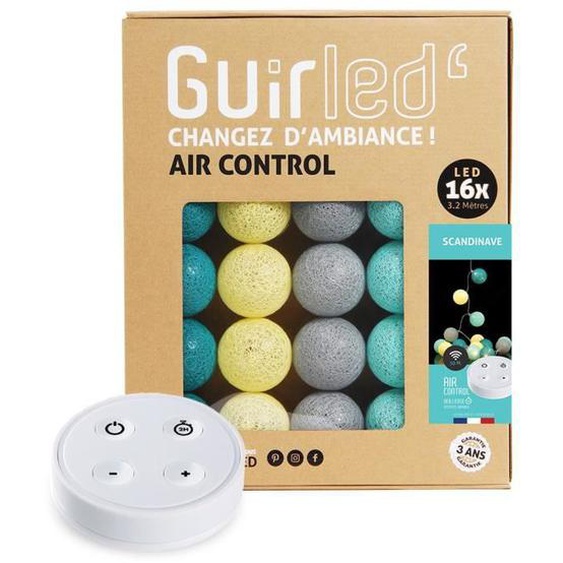 Guirlande lumineuse boules coton LED USB - Télécommandée - 4 intensités - 16 boules 1,6m - Scandivave