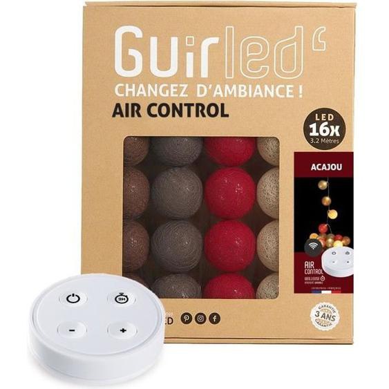 Guirlande lumineuse boules coton LED USB - Télécommandée -Veilleuse bébé 2h - 4 intensités - 16 boules 1,6m - Acajou