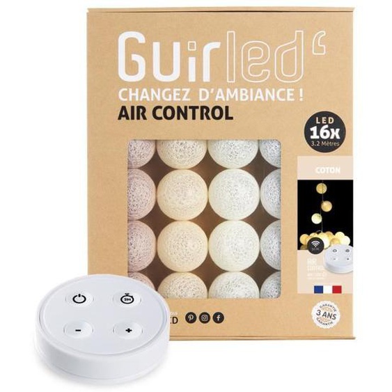 Guirlande lumineuse boules coton LED USB - Télécommandée -Veilleuse bébé 2h -  4 intensités - 16 boules 1,6m - Coton