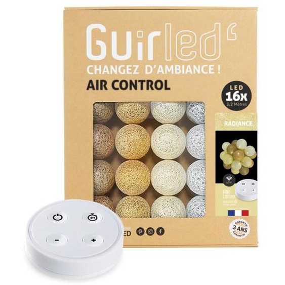 Guirlande lumineuse boules coton LED USB - Télécommandée -Veilleuse bébé 2h - 4 intensités - 16 boules 1,6m - Radiance