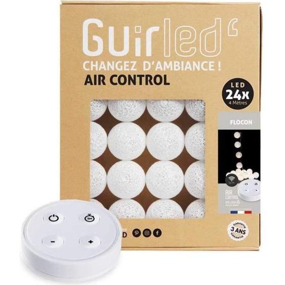 Guirlande lumineuse boules coton LED USB - Télécommandée -Veilleuse bébé 2h - 4 intensités - 24 boules 2,4m - Flocon