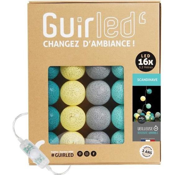 Guirlande lumineuse boules coton LED USB - Veilleuse bébé 2h - 3 intensités - 16 boules 1,6m - Scandinave