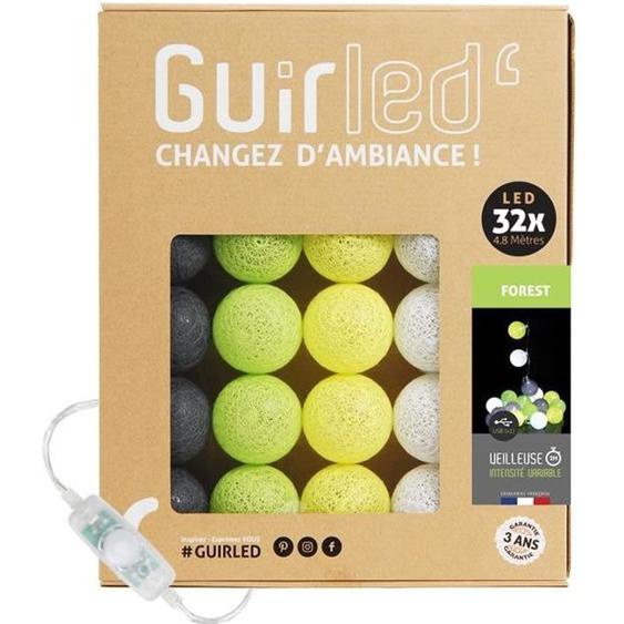 Guirlande lumineuse boules coton LED USB - Veilleuse bébé 2h - 3 intensités - 32 boules 3,2m - Forest