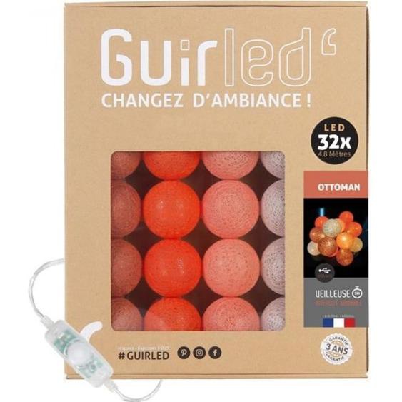 Guirlande lumineuse boules coton LED USB - Veilleuse bébé 2h - 3 intensités - 32 boules 3,2m - Ottoman