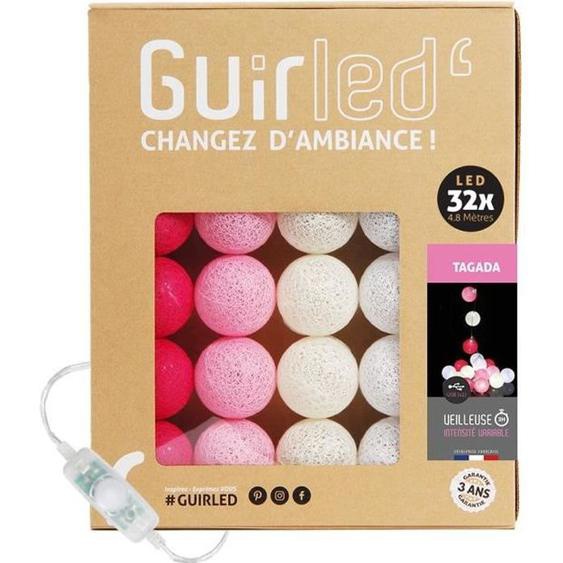 Guirlande lumineuse boules coton LED USB - Veilleuse bébé 2h - 3 intensités - 32 boules 3,2m - Tagada