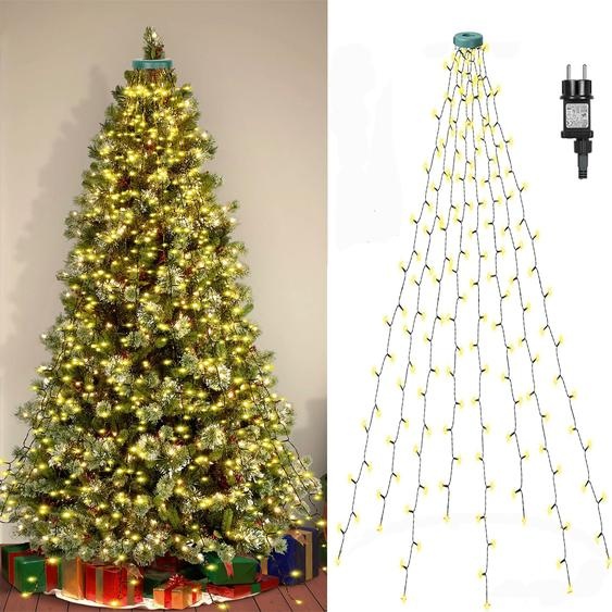 guirlande lumineuse de 2m pour arbre de Noël avec minuterie et 8 modes déclairage Filet lumineux pour arbre de Noël Noël Party Deko