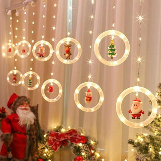 Guirlande Lumineuse De Rideau En Forme De Dessin Animé De Noël Décoration de Noël