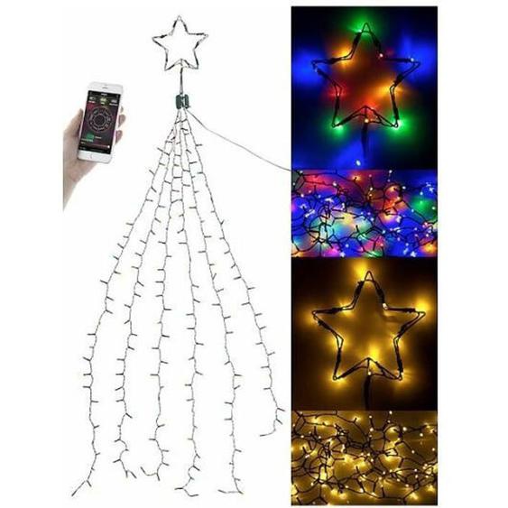 Guirlande lumineuse effet cascade pour sapin de Noël - LUNARTEC - 240 LED - Bluetooth & application