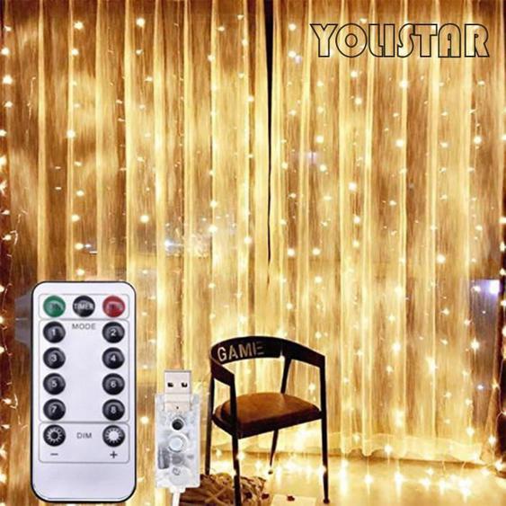 Guirlande Lumineuse Exterieur 3M*3M 300 LED Guirlande Guinguette, 8 Mode Guirlande Led , Blanc chaud