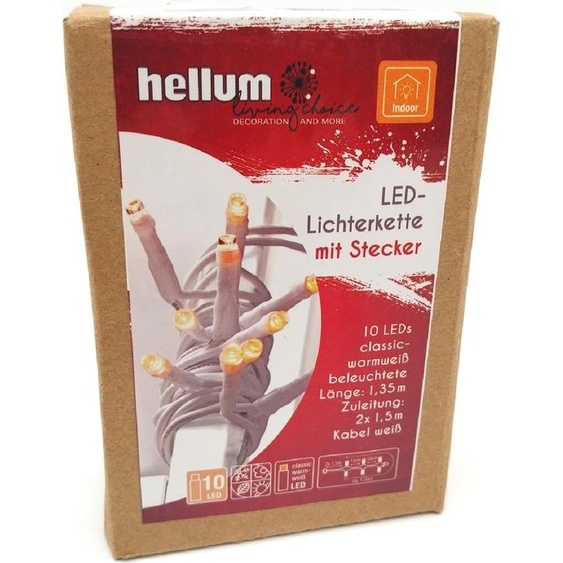 Guirlande lumineuse Helligum LED, 1,35 m de long, blanc chaud, pour lintérieur, style classique, décorative